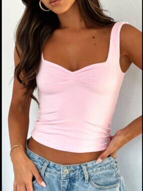 Baby Pink White Fox Tank Top